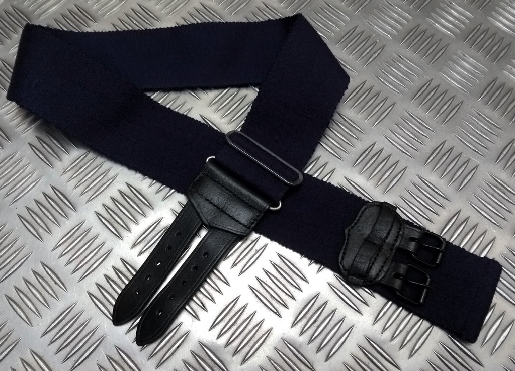 Royal Navy Blue Stable Belt Double Leather Straps & Chrome Slide Adjust Max 34"