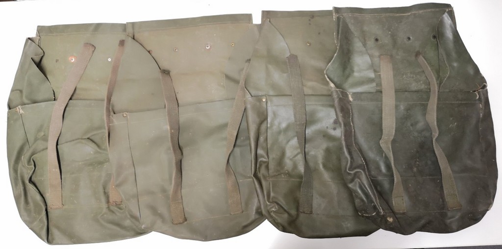 Vintage Army Issue Heavy-duty Vinyl Backpacks & Belts x4ea Heavy Wear & Defects