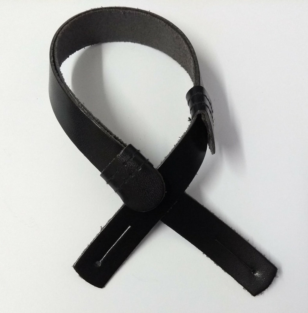 Genuine Issue Black Leather Dress Hat 5/8" Adjustable Chin Strap