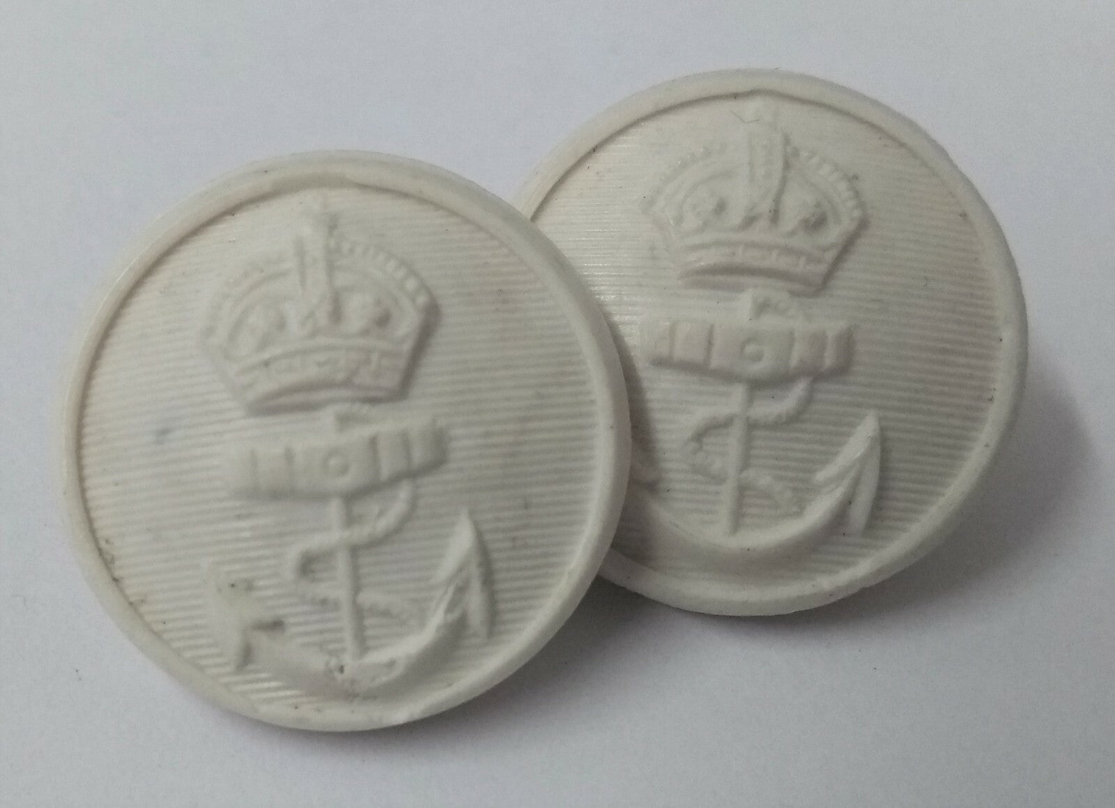 Genuine Vintage British Royal Navy RN White Kings Crown Naval Dress Buttons