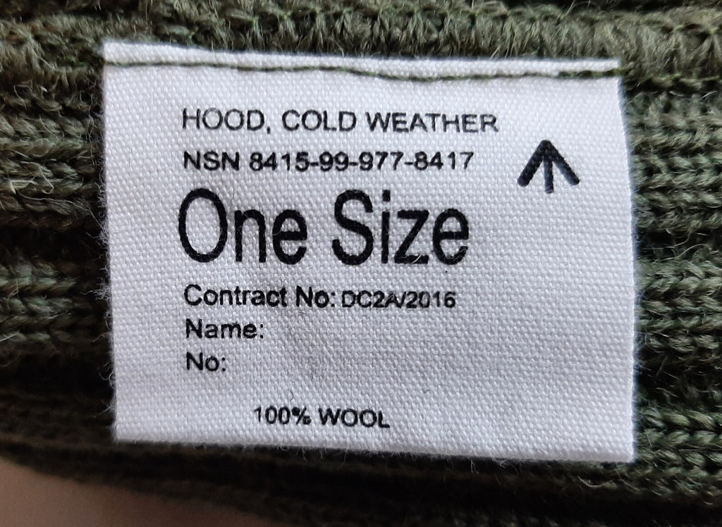 Army Commando Balaclava British Hood Cold Weather 100% Ribbed Wool Green Bala