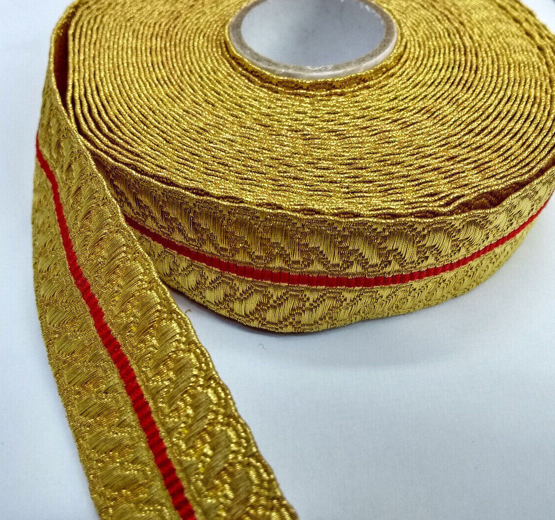 Gold Red Cotton Metalised Polyester Lace Genuine British Made Issue