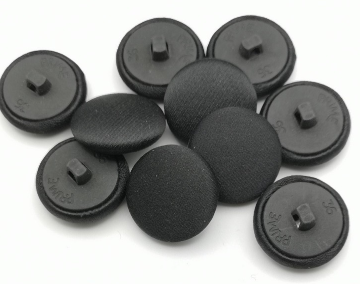 Black Satin Fabric Covered Buttons 22L x12
