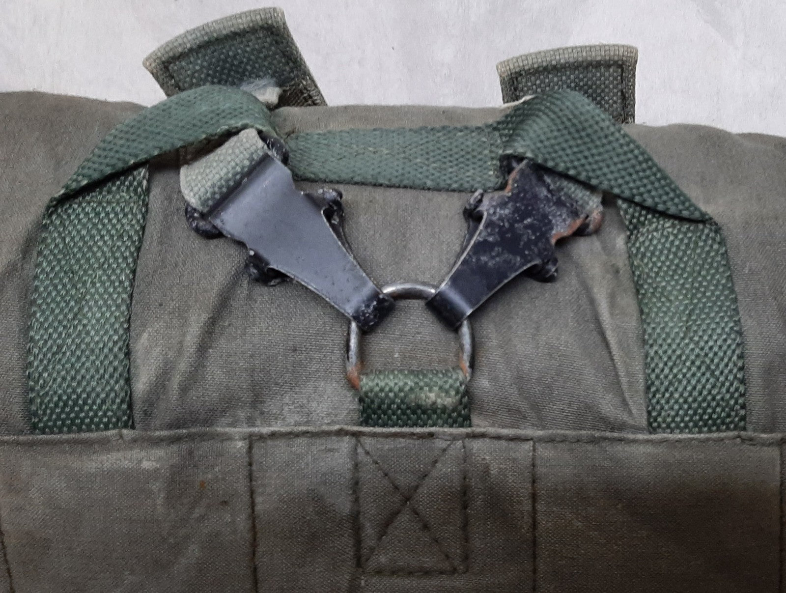 Vintage Army Backpack Cotton Canvas Small Back Pack Field Bag Grey/Green