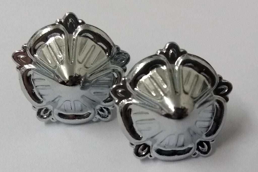 Genuine Issue Small 15.8mm Chrome Rose Ornament Decorations X2 STD153