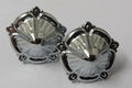 Genuine Issue Small 15.8mm Chrome Rose Ornament Decorations X2 STD153