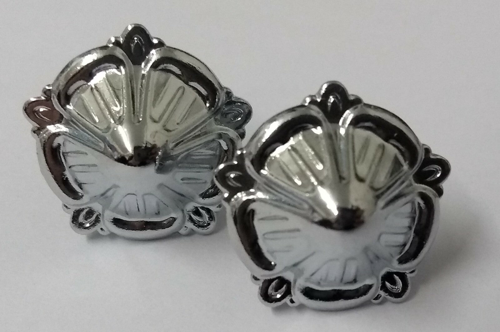 Genuine Issue Small 15.8mm Chrome Rose Ornament Decorations X2 STD153