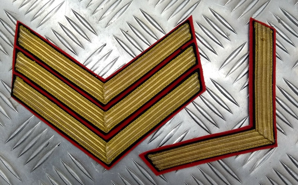 Gold Wire Chevrons Vintage Rank Bar Embroidered Arm Patches