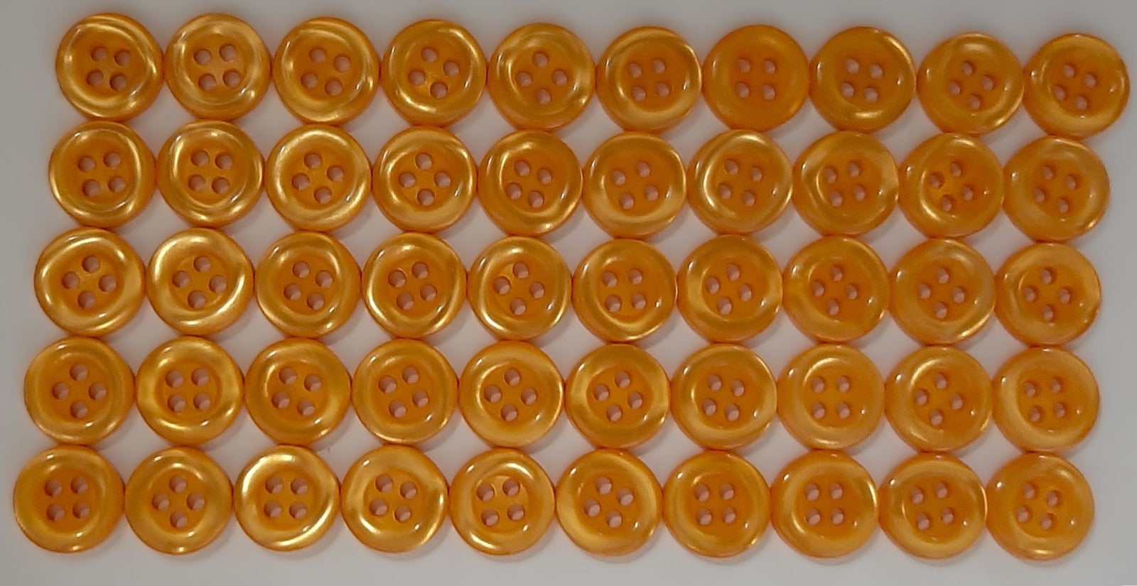 100 Vintage Buttons 4 Hole Shirt / Shank Anchors Pearlesque Aroma Orange 10.9mm