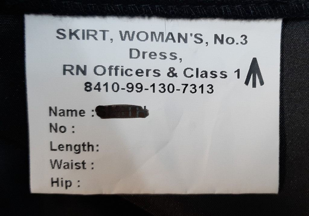 No.3 RN Skirt Officers and Class 1 Dress British Royal Navy Uniform Waist 88cm