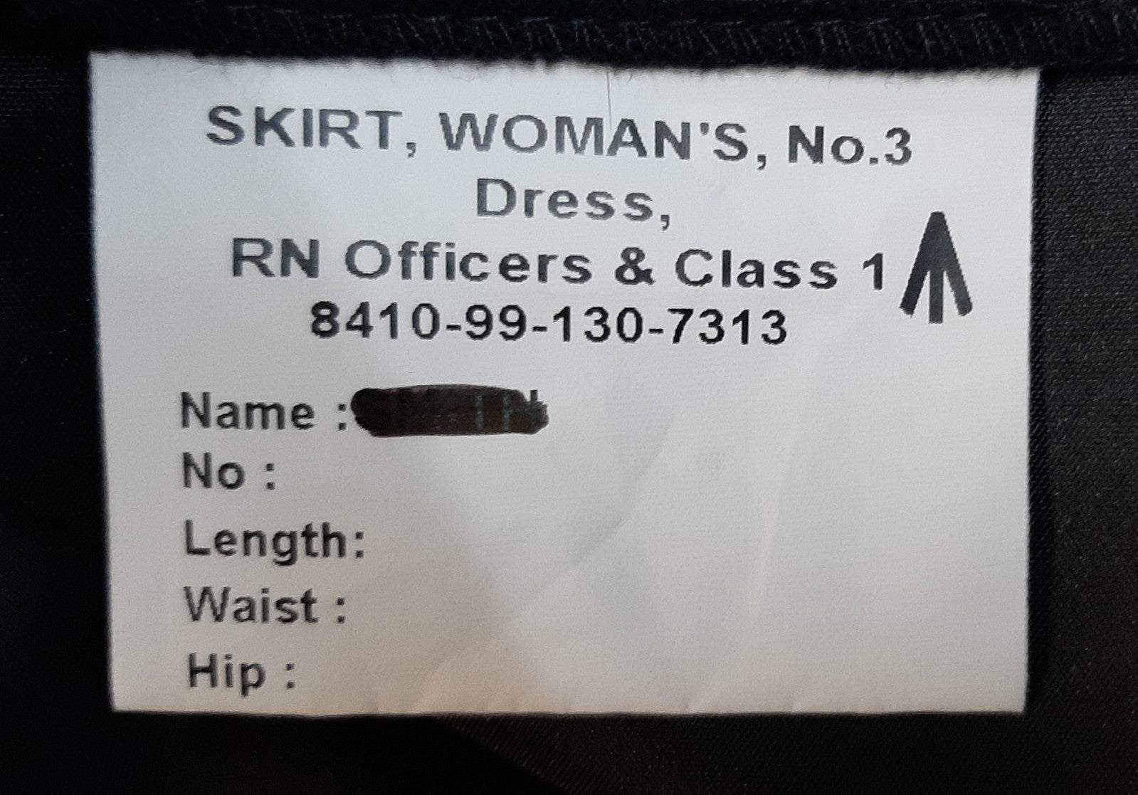 No.3 RN Skirt Officers and Class 1 Dress British Royal Navy Uniform Waist 88cm
