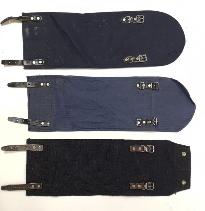 Vintage Swedish Navy Gaiters / Anklets Cotton Canvas / Leather Straps