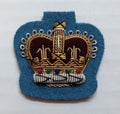 AAC 3/4" Crown British Army Hand Embroidered Air Corps Rank Insignia Blue Ground