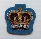 AAC 3/4" Crown British Army Hand Embroidered Air Corps Rank Insignia Blue Ground