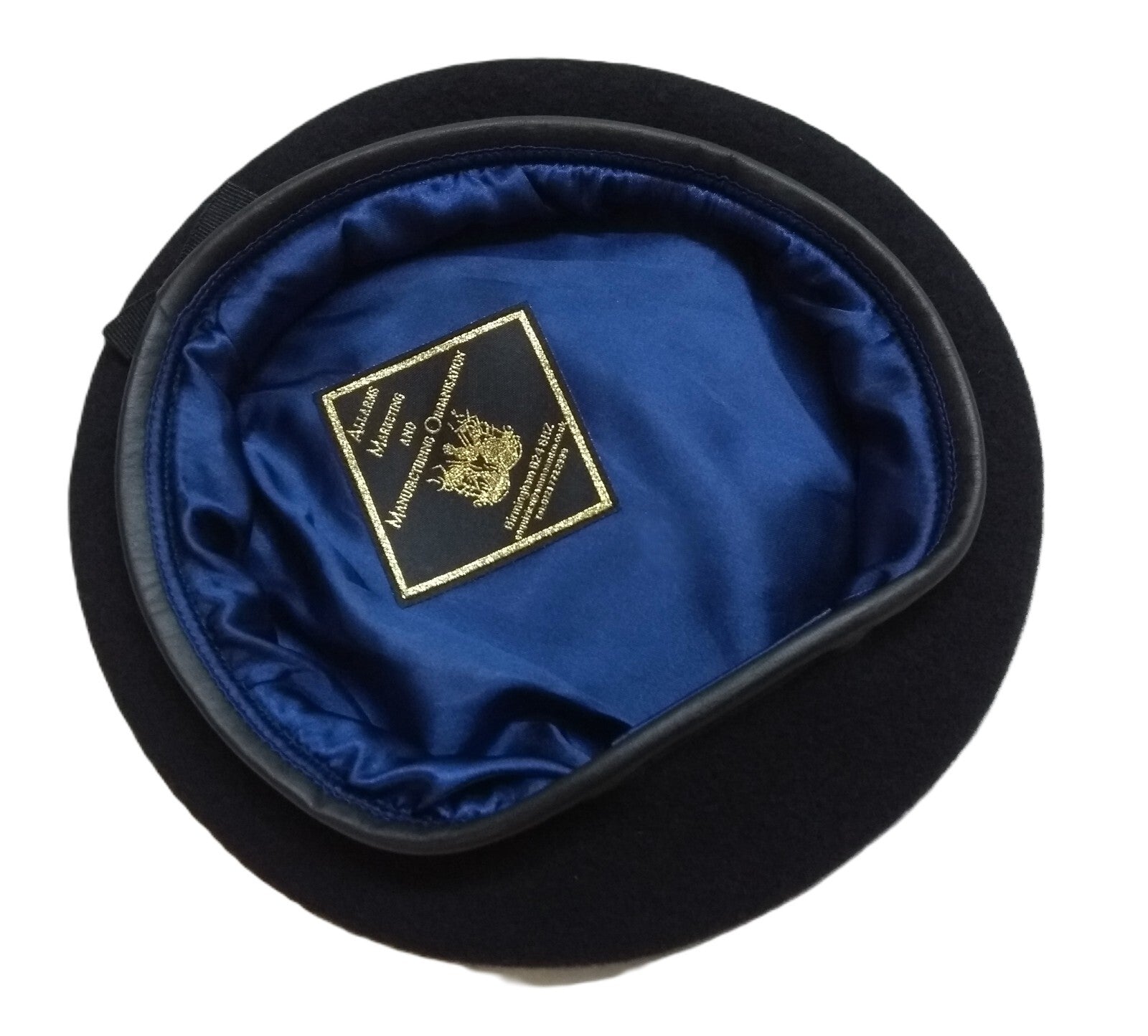 Navy Blue Beret All Arms Army Pattern 100% Wool / Silky Lining & Leather Trim