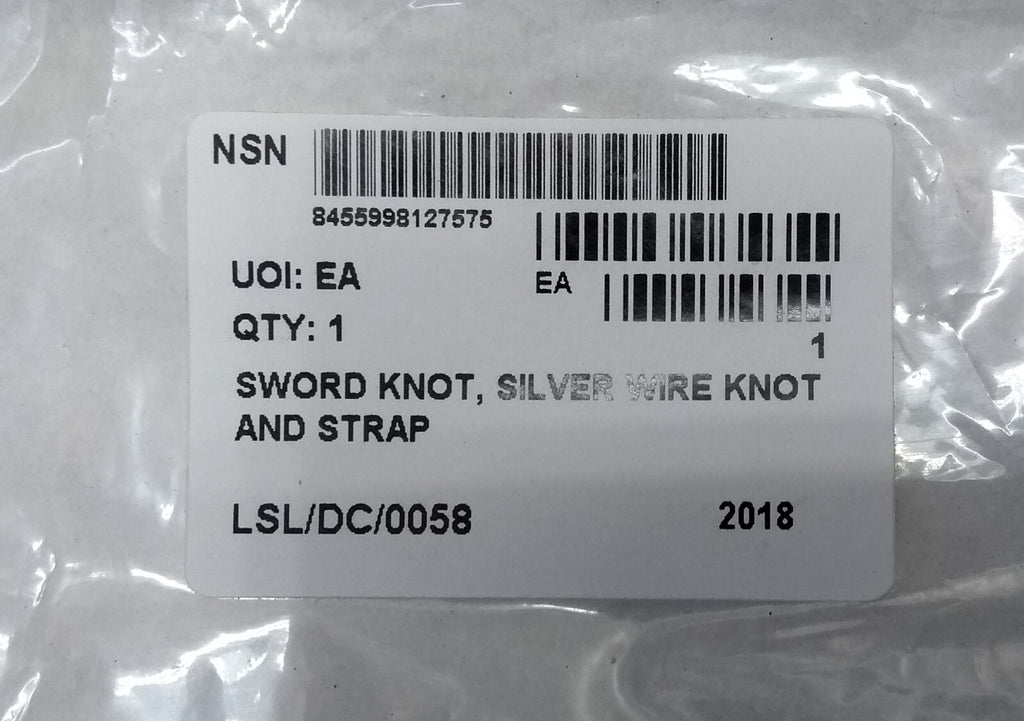 Deputy Sword Knot British Silver Wire Cord- NEW