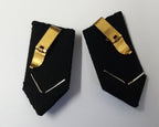 Black Gorgets Collar Tabs With Silver Leaf Insignia Plain Buttons & Clip Backs M