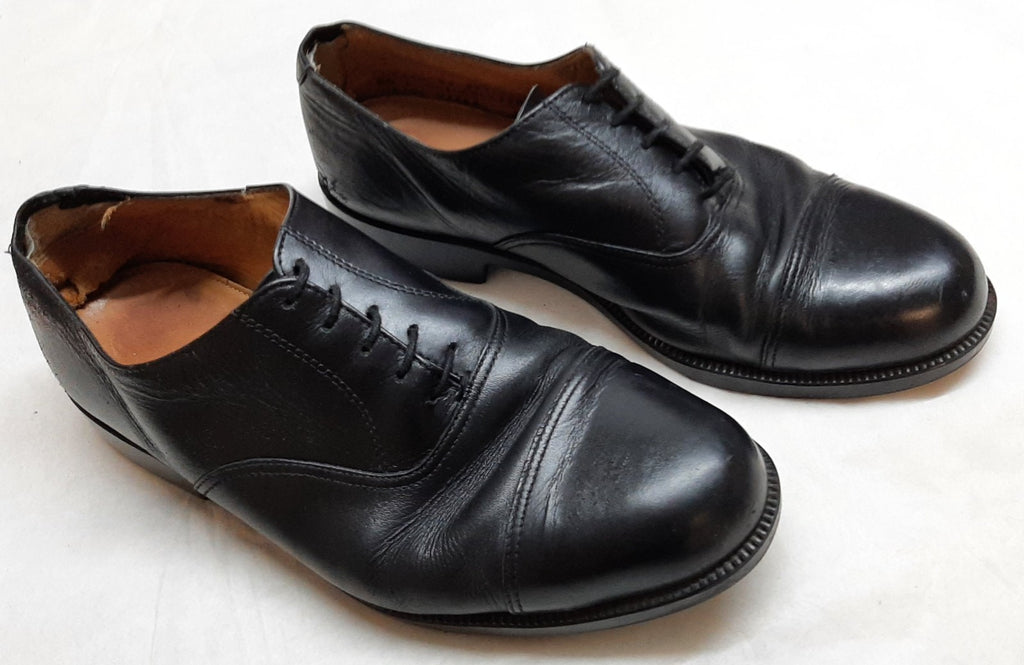 Service Shoes Black Leather British Army Pattern DMS Sole Toe Cap Section USED