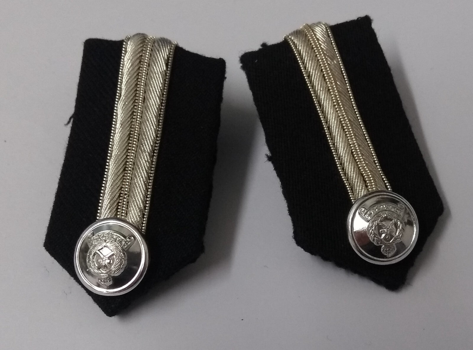 Ceremonial Gorgets Collar Tabs Silver Detail Chrome Officers Insignia Buttons