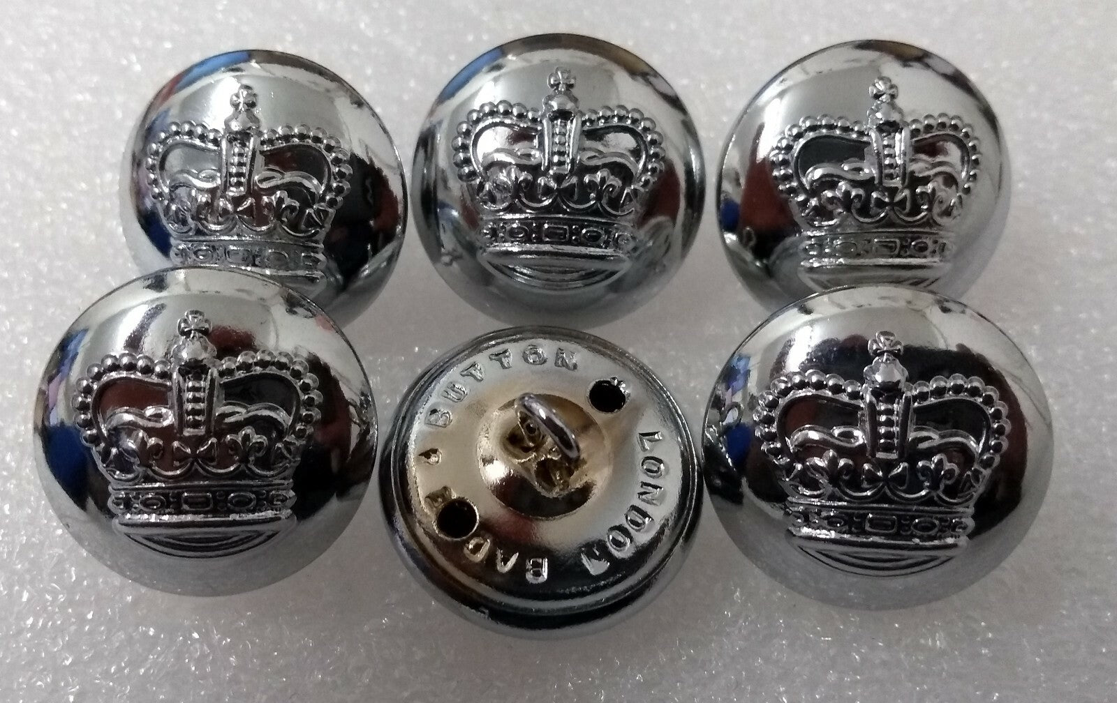 St Edwards Crown Chrome Buttons British Spec Shank Looped 38L 24mm