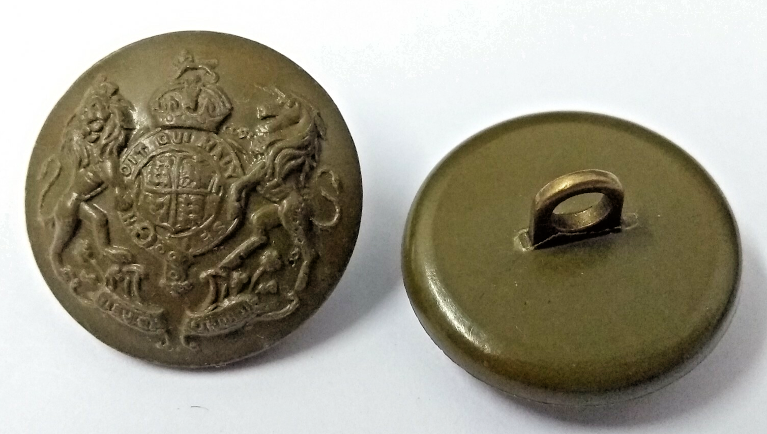 Genuine Vintage British Army Kings Crown General Service Coat of Arms Buttons x2