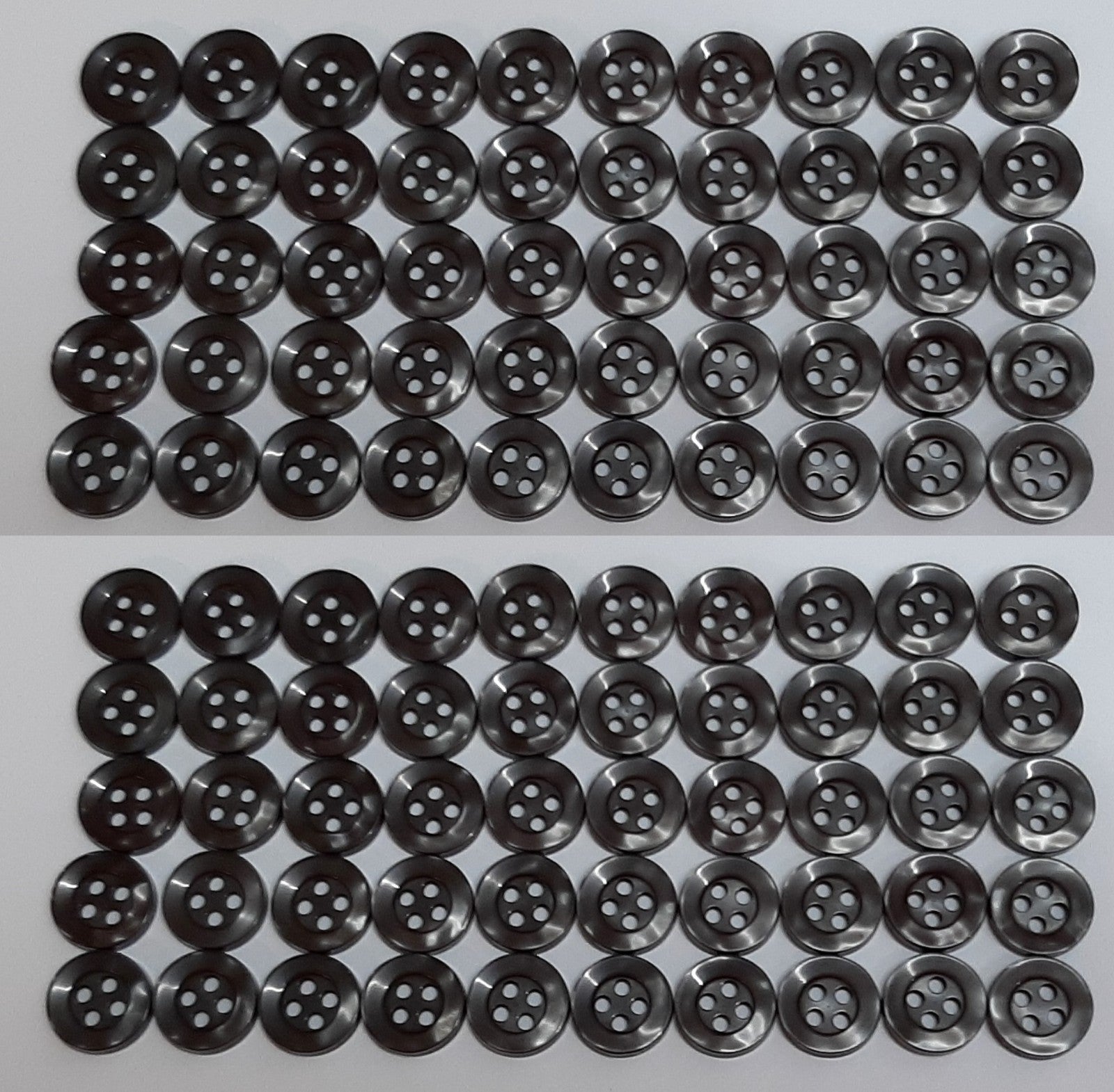 Buttons 100 Vintage 4 Hole for Dress Shirts Pearlesque Black / Grey 10.7mm NOS