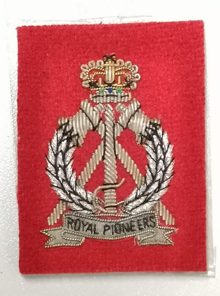Royal Pioneer Corps Patch Wire Braided Insignia on Red Felt