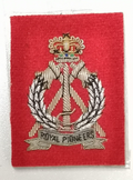 Royal Pioneer Corps Patch Wire Braided Insignia on Red Felt