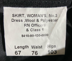 Skirt No3 & CL1 Officers Wool Poly British Royal Navy WRNS Dress RN Waist 76cm