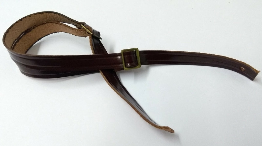 Chinstrap Dark Brown 3/8" Adjustable Leather Chin Strap Army Brown Coloured NEW