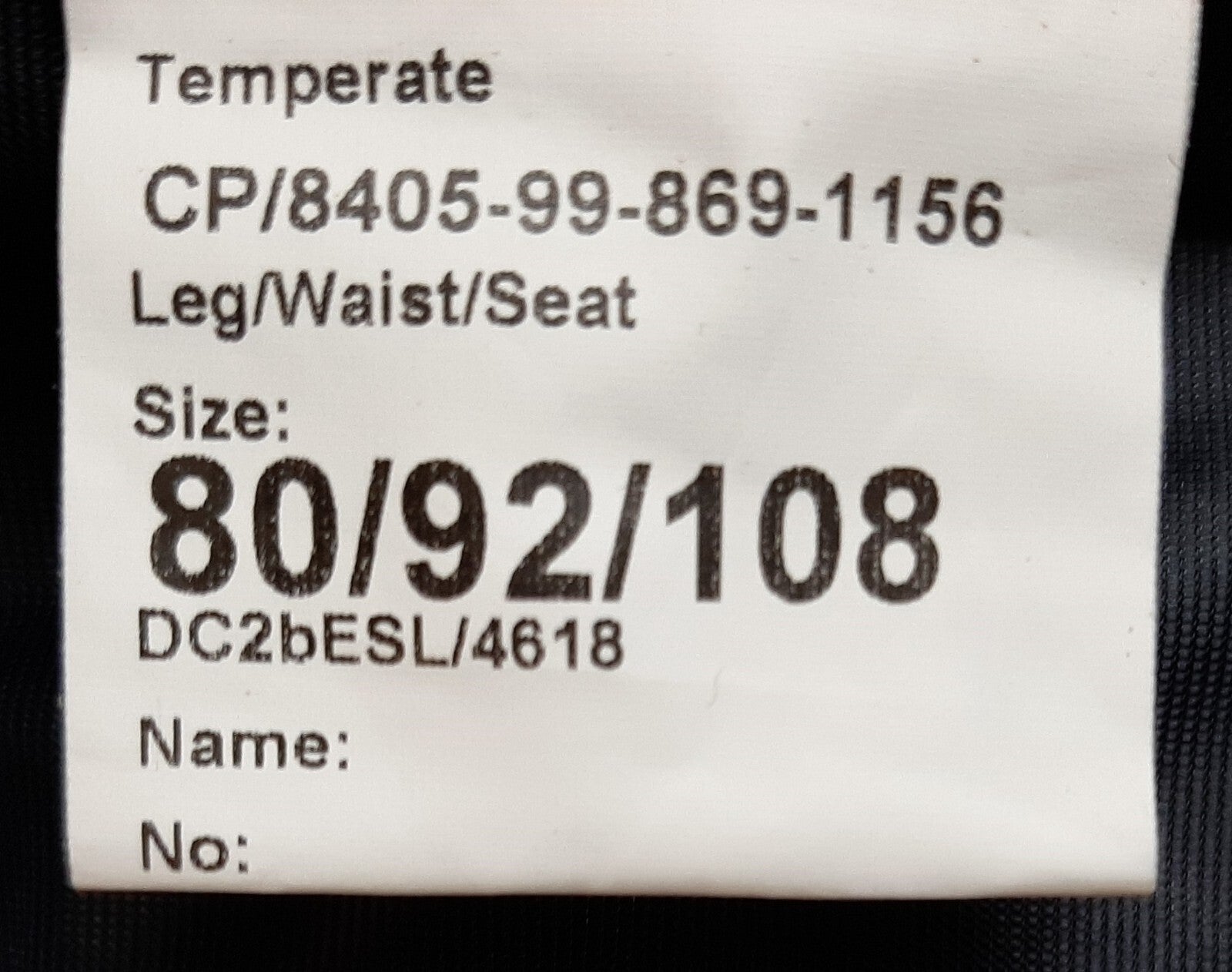 Temperate Trousers British Straight Leg 80/92/108cm