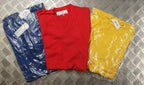 German made 100% Cotton Red, Blue, Yellow Short Sleeve V-neck T-shirt