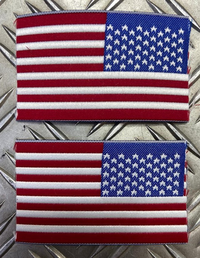 US / American USA Flag Shoulder Reversed Sew-on x 2- NEW