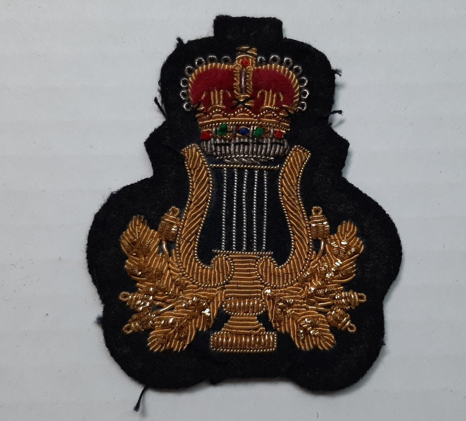 Lyre and Crown No1 and Ceremonial Dress British Army Black Embroidered Arm Patch