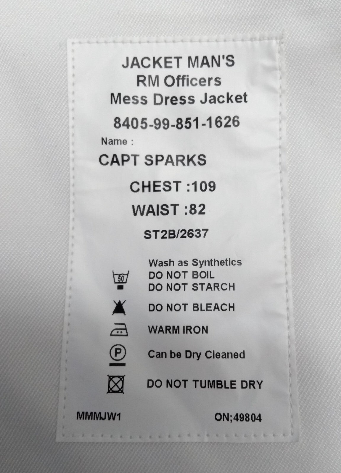 RM Royal Marines Mess Jacket White British Royal Dress Jacket Assorted Sizes