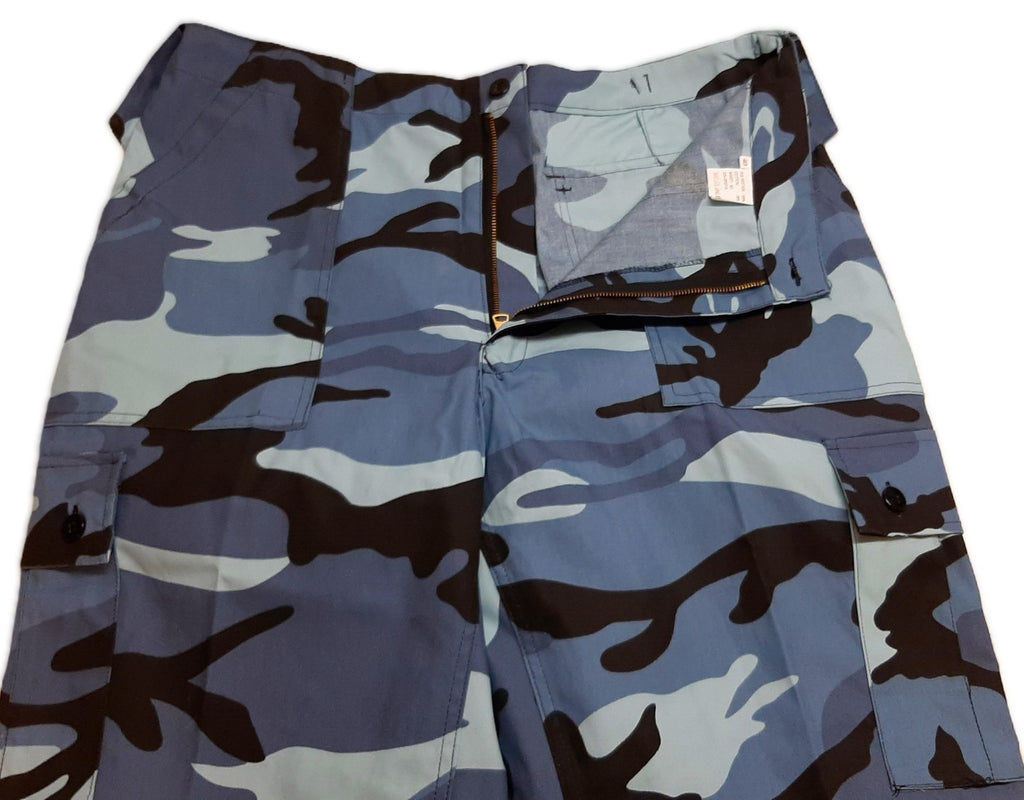 Midnight Blue Camo Military Style Combat Cargo Trousers - 36"-40" - Used