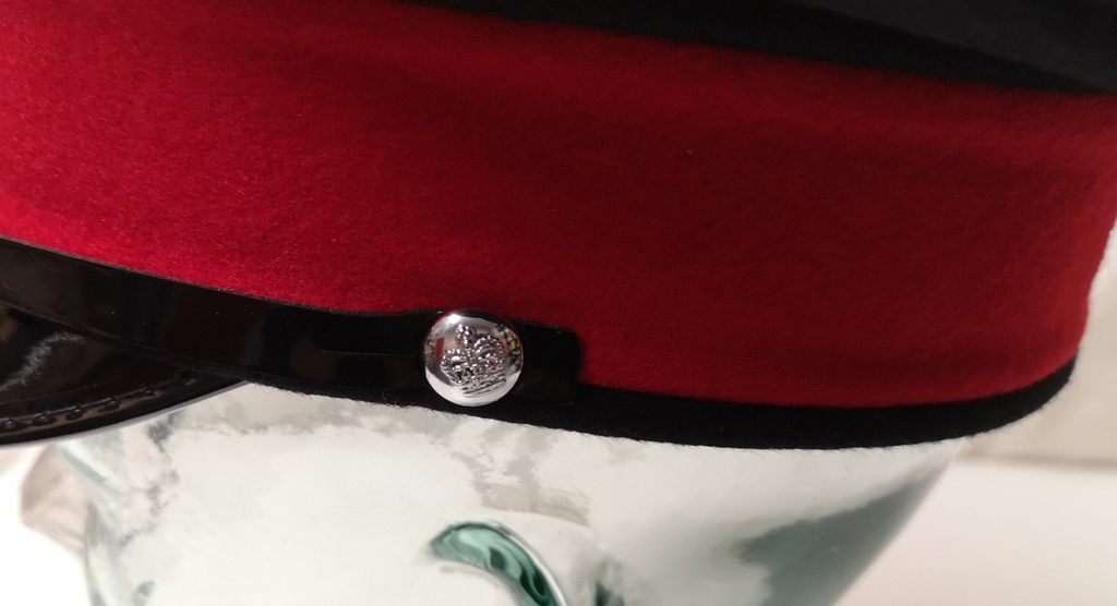 Dark Blue Red Plain Peaked Ceremonial Hat with Silver Queen's Crown 56cm
