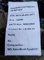MTP FR Trousers British Multicam Pattern GTX MVP Fire Retardant Waist 100cm