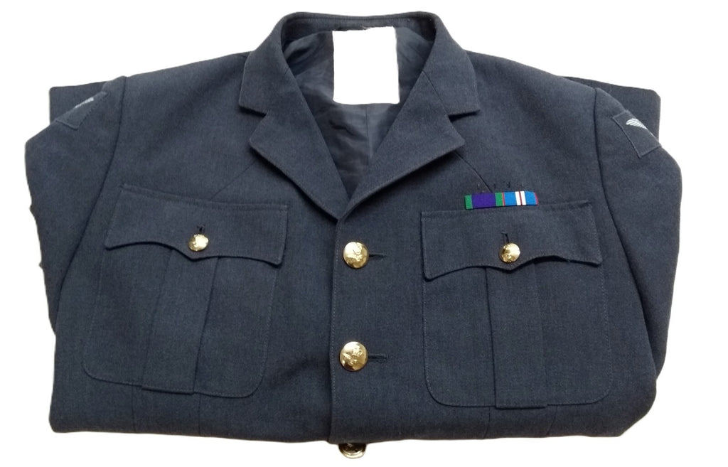 RAF Royal Air Force Vintage No1 Jacket Old Dress Pattern Airforce Blue Grey Colour With Badges