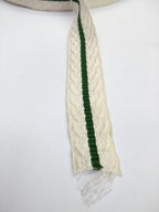 White Cotton Lace with Green Stripe 7/8" Made in France