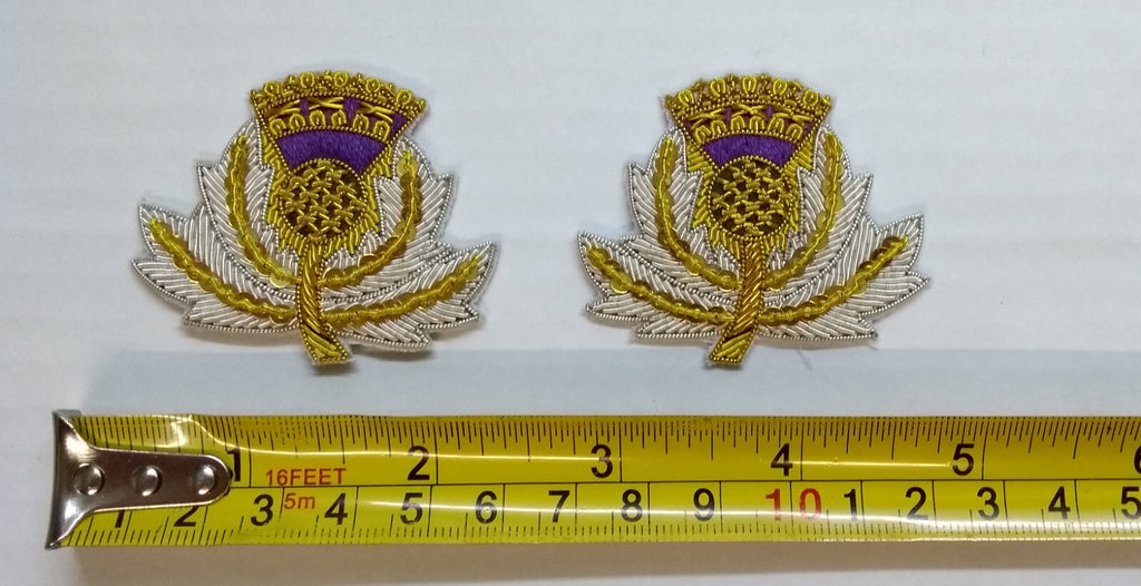 Highland Fusiliers Thistle Hand Embroidered Insignia for Shoulder Cords R&L Pair