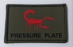 OD Green Army Patch Red Scorpion "Pressure Plate" Additional Morale Badge
