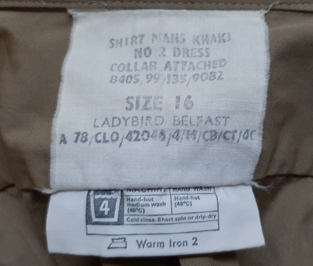 Vintage Combat Shirt Brown / Khaki Dress Long Sleeves Collar Size 16"