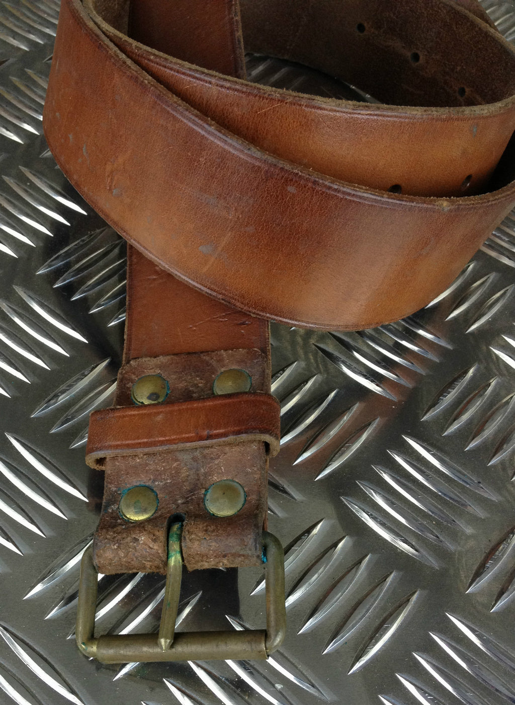 Swedish Army Unique Vintage Brown Leather Trouser Belt - All Sizes Lot2