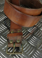 Swedish Army Unique Vintage Brown Leather Trouser Belt - All Sizes Lot2