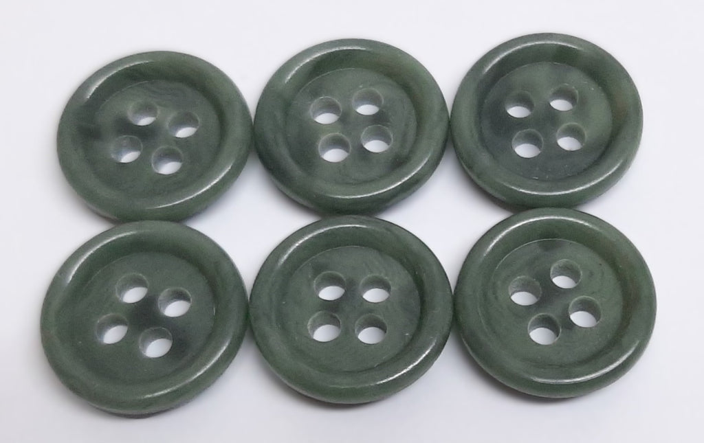 Vintage Army Buttons Old Pattern British Mottled Light Green 4 Hole Size 15.2mm