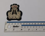 Army Qualification Wire Braided Badge Silver Lyre & Laurel Wreath on Green Felt