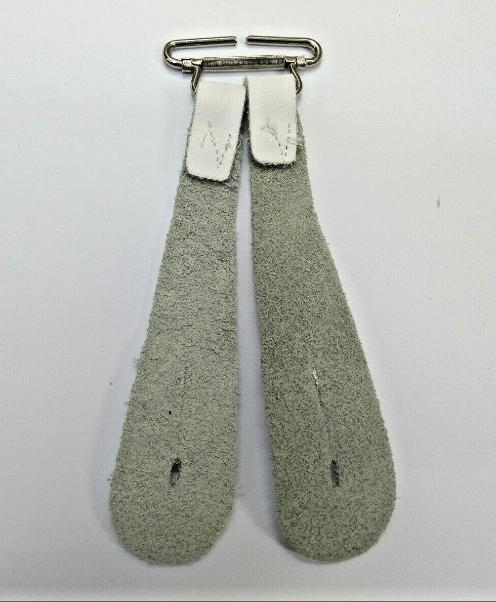 White Leather Brace Replacement Tab for Buttons / Braces