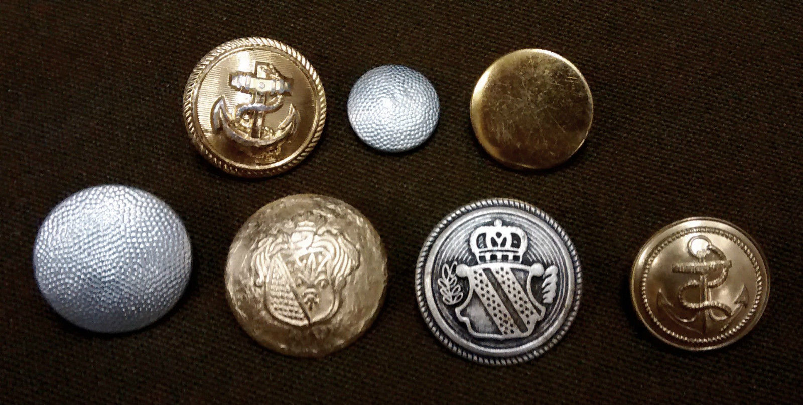 Vintage Metal Service Dress Buttons Assorted Types Germany / France Navy - LOT