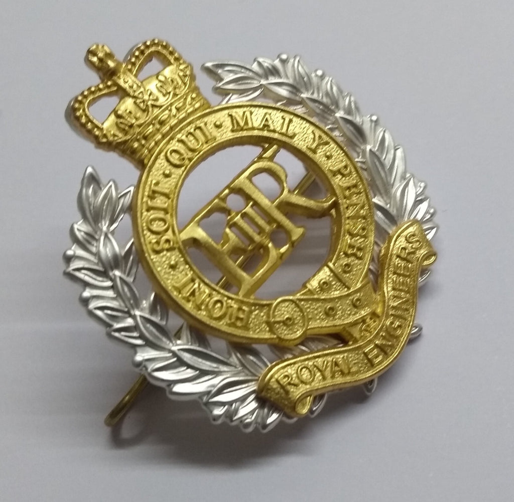 RE Hat Badge British Engineers Dress Queens Crown NEW